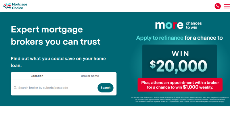 Mortgage Choice Australia website screenshot